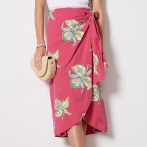 Faherty Pacifica Seersucker Wrap Midi Skirt